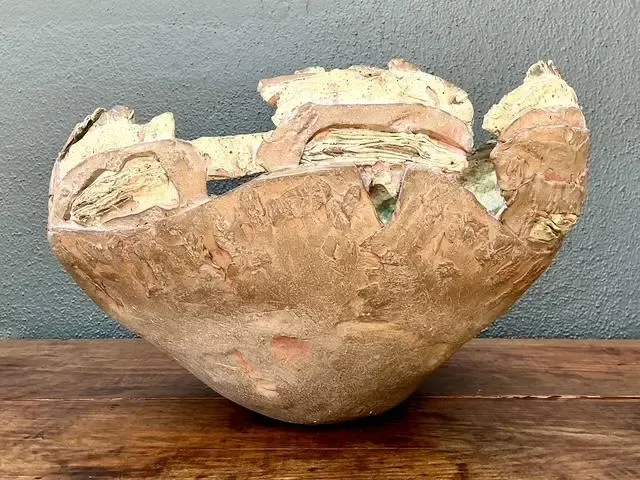Vintage Monumental Original Slab Built Studio Pottery Bowl — additional photo 7