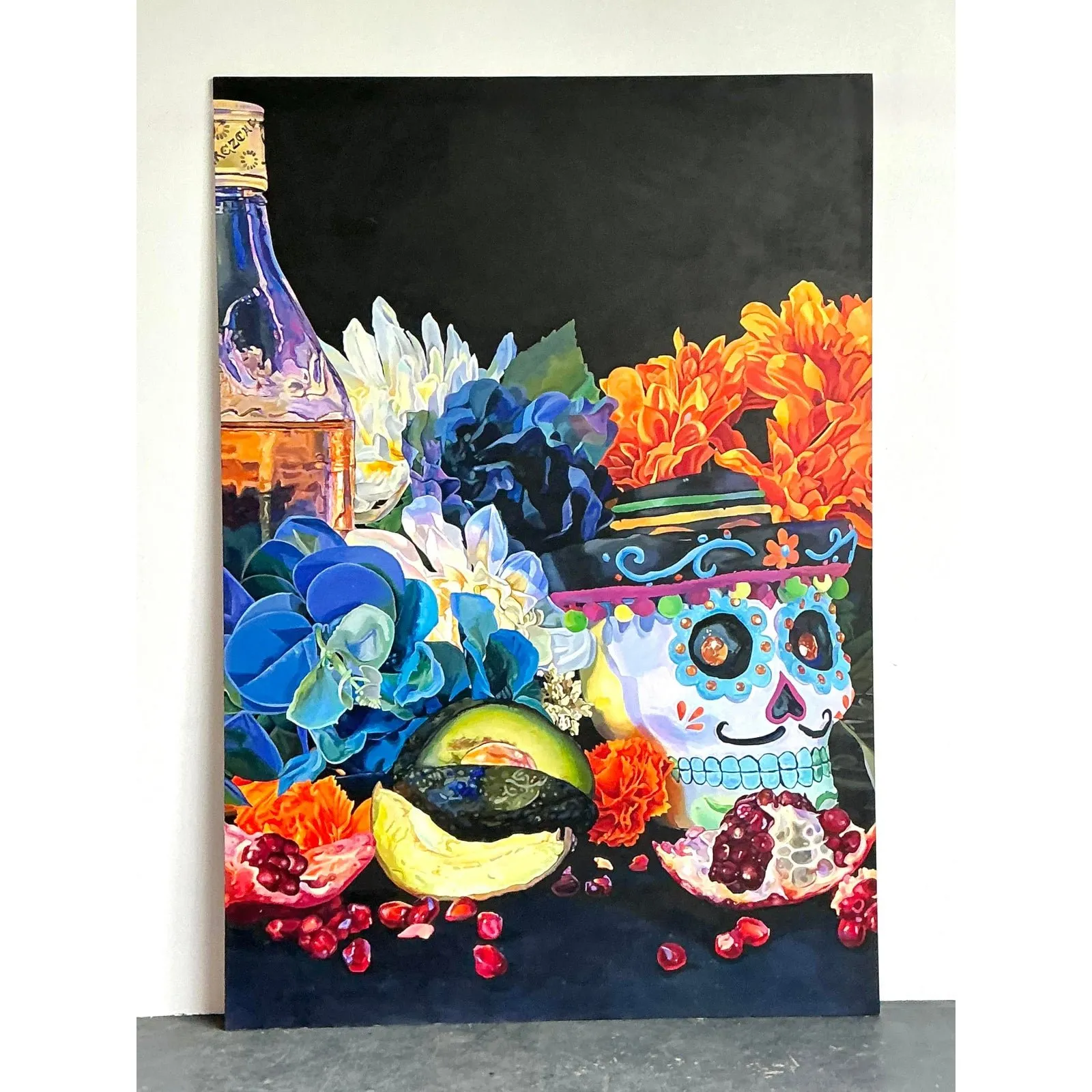 Vintage Monumental Original Still Life Oil on Canvas — additional photo 1