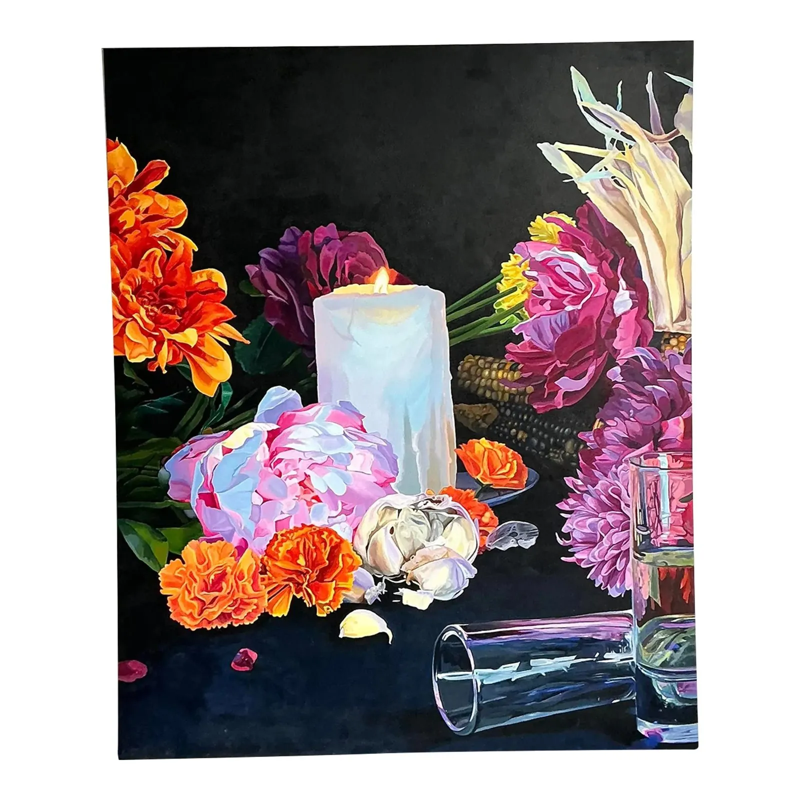 Vintage Monumental Original Still Life on Canvas Wrapped Board — additional photo 1