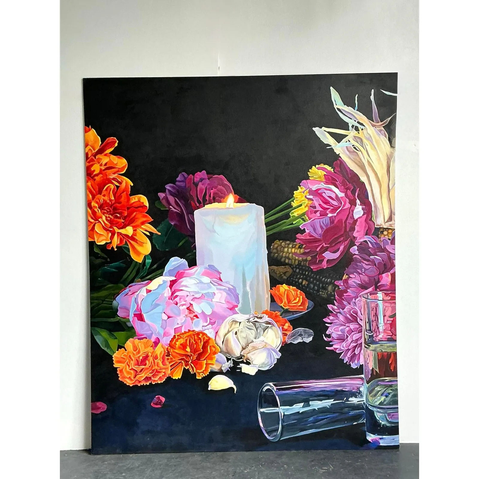 Vintage Monumental Original Still Life on Canvas Wrapped Board — additional photo 2