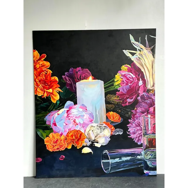 Vintage Monumental Original Still Life on Canvas Wrapped Board — additional photo 2