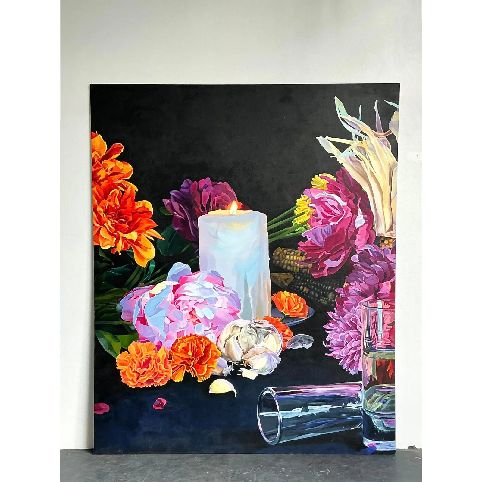 Vintage Monumental Original Still Life on Canvas Wrapped Board — additional photo 3