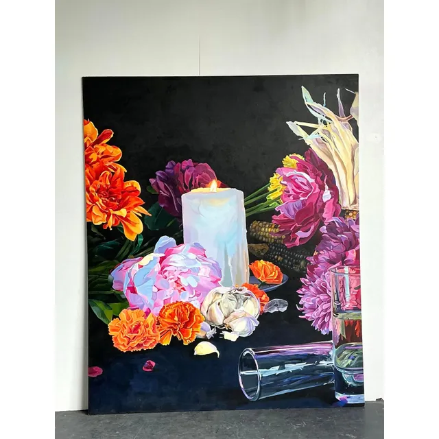 Vintage Monumental Original Still Life on Canvas Wrapped Board — additional photo 5