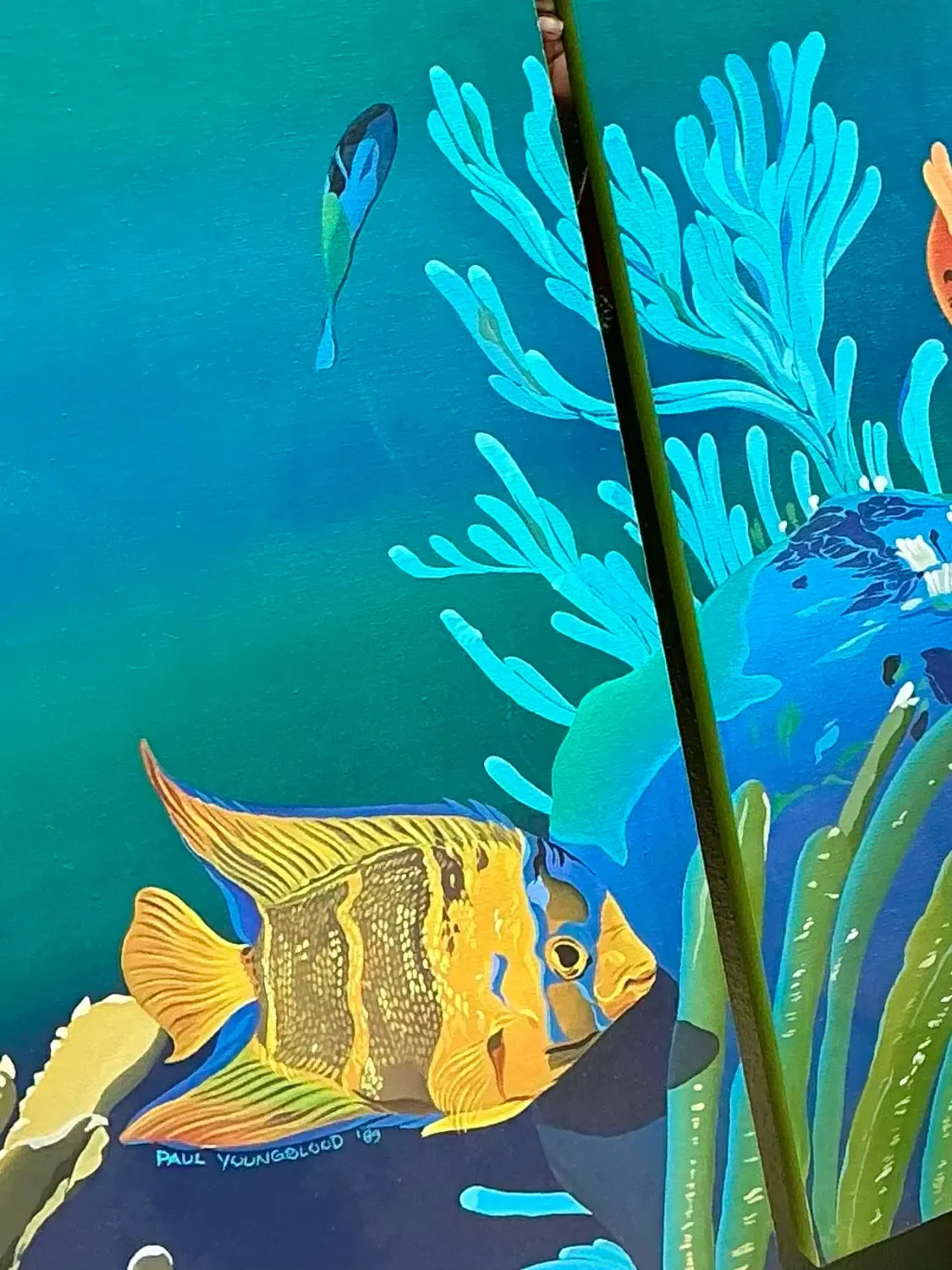 Vintage Monumental Paul Youngblood Original Undersea Oil Tryptic on Canvas — additional photo 1