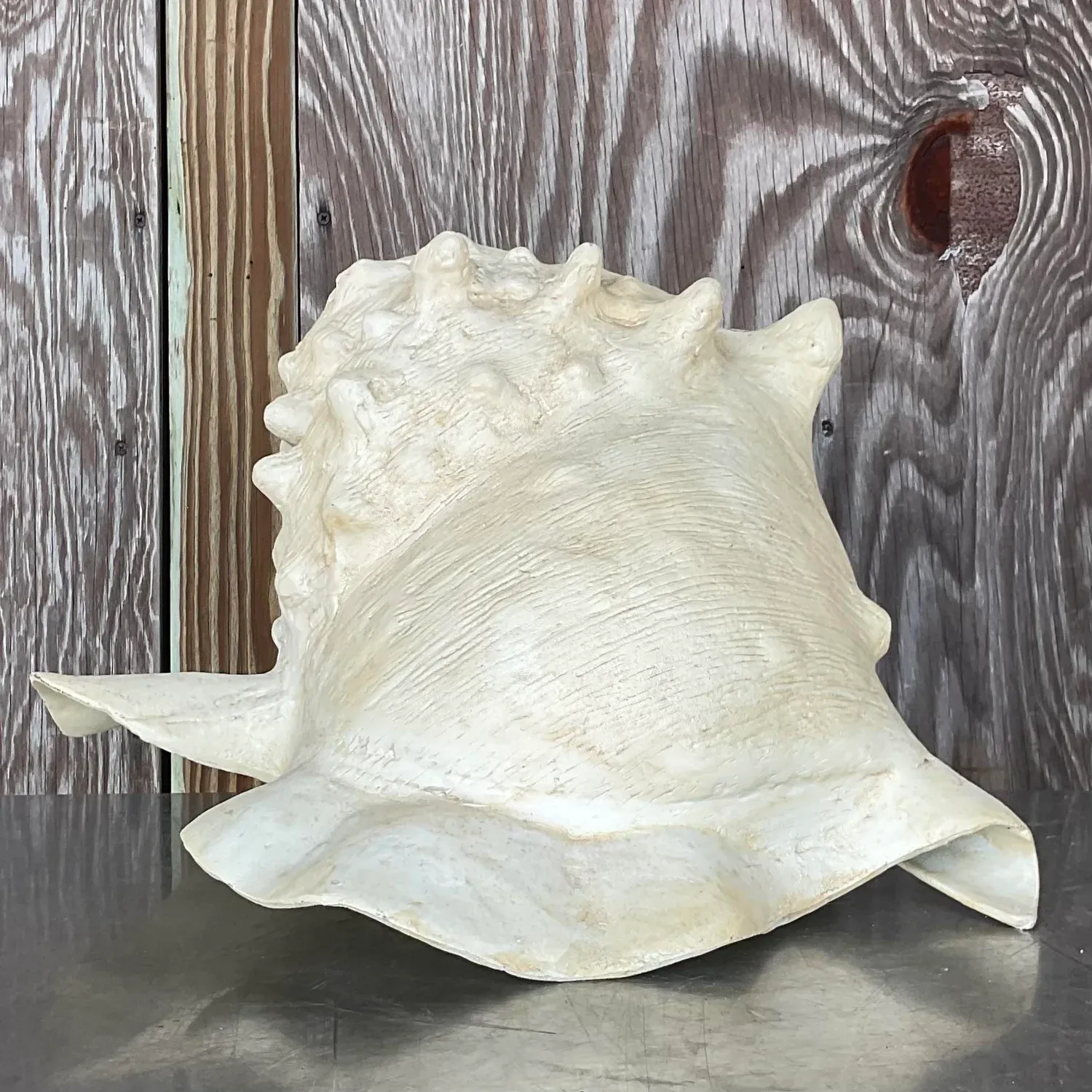 Vintage Monumental Plaster Over Resin Conch Shell — additional photo 7