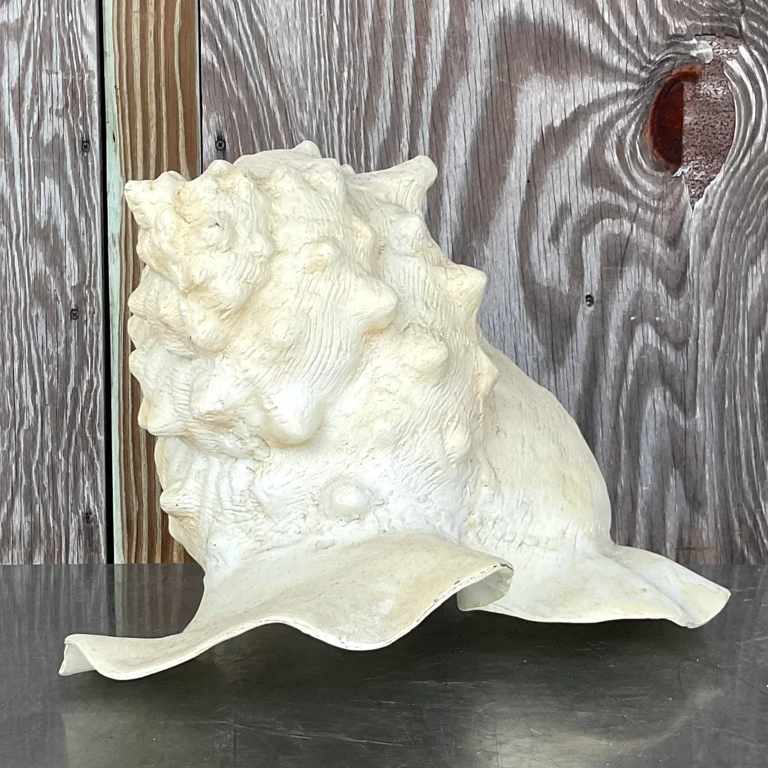 Vintage Monumental Plaster Over Resin Conch Shell — additional photo 8
