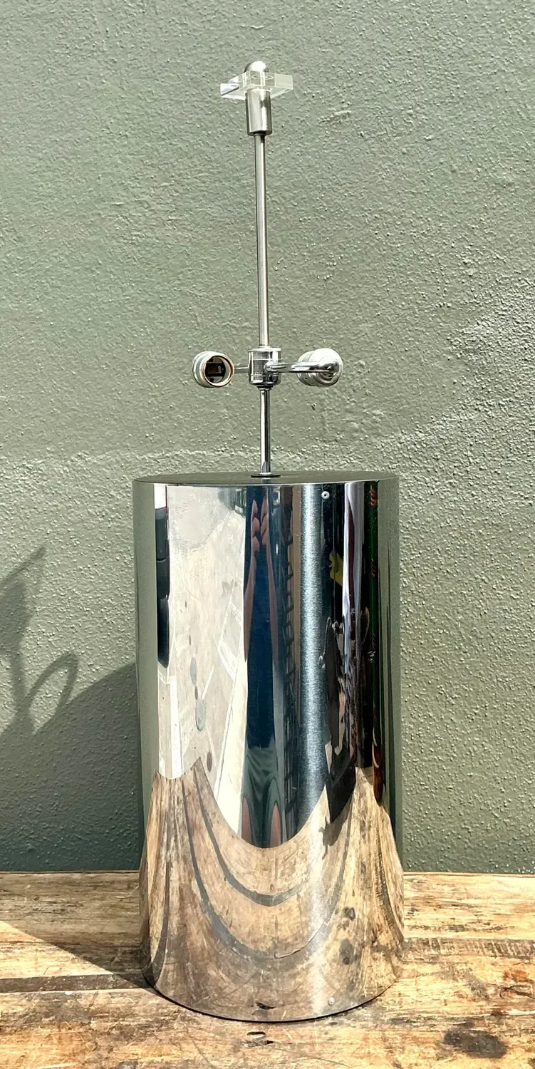Vintage Monumental Polished Chrome Cylinder Lamp — additional photo 1