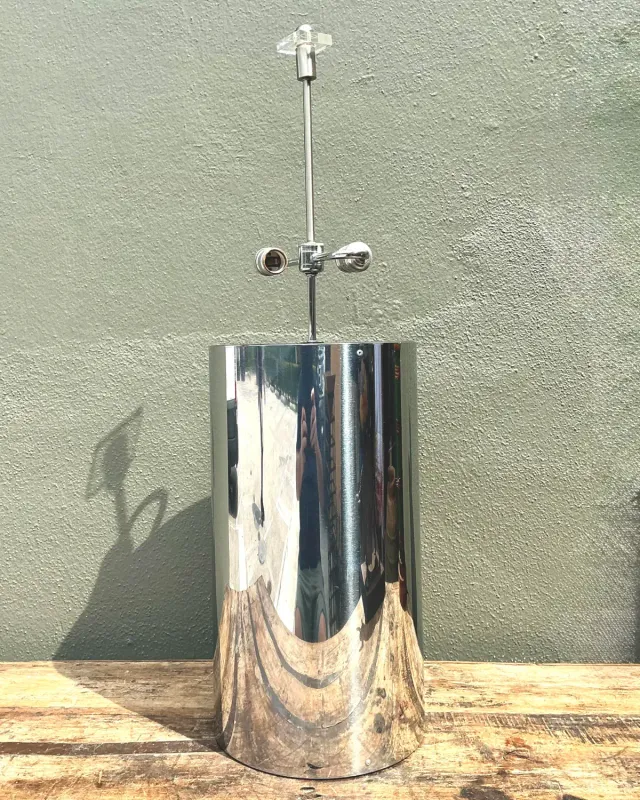Vintage Monumental Polished Chrome Cylinder Lamp — additional photo 2