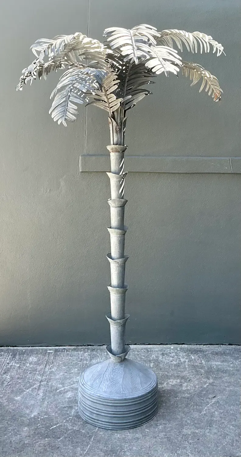 Vintage Monumental Punch Cut Galvanized. Steel Palm Tree — additional photo 2