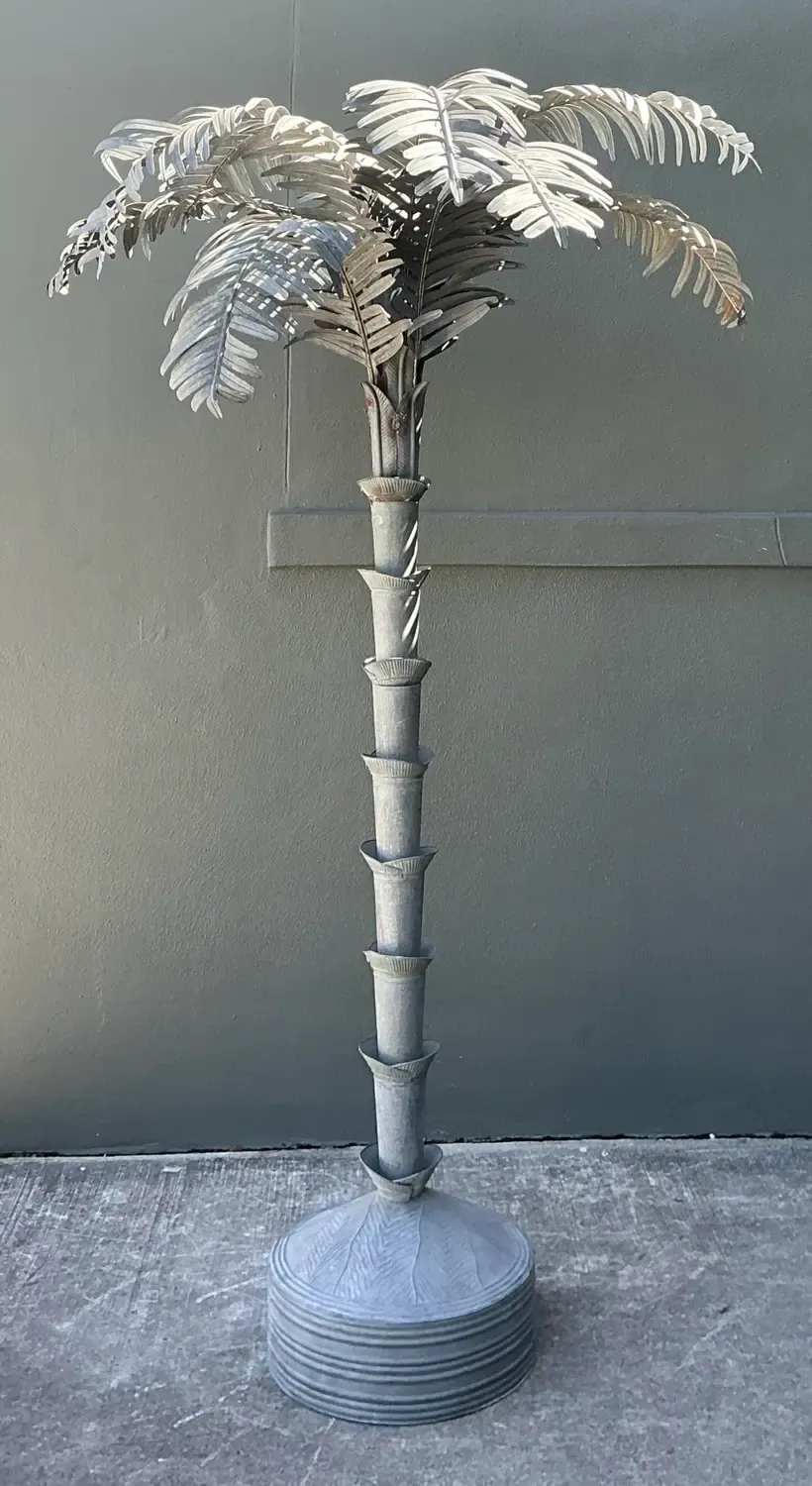 Vintage Monumental Punch Cut Galvanized. Steel Palm Tree — additional photo 3