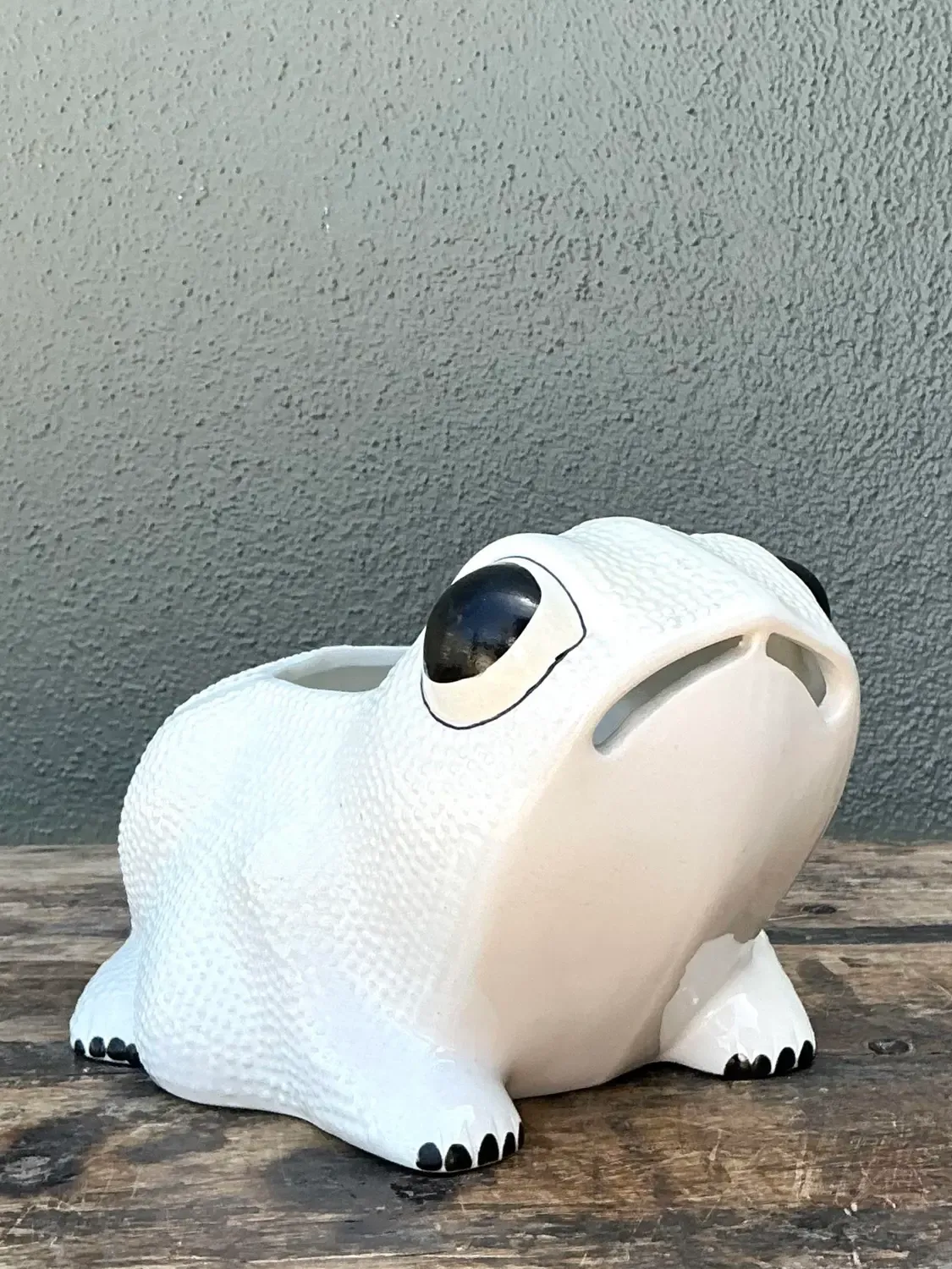 Vintage Mottahedeh Glazed Ceramic Hobnail Frog — additional photo 1