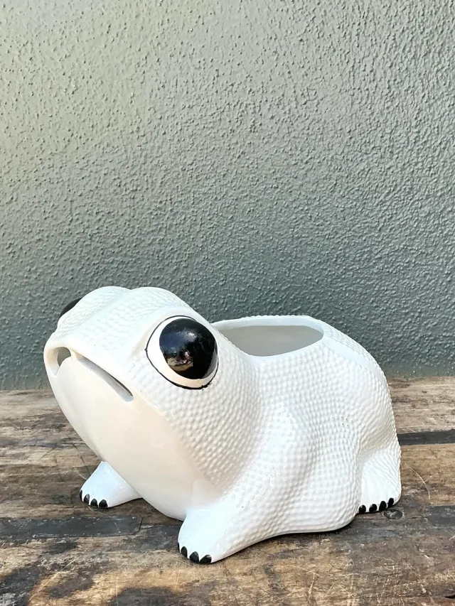 Vintage Mottahedeh Glazed Ceramic Hobnail Frog — additional photo 2