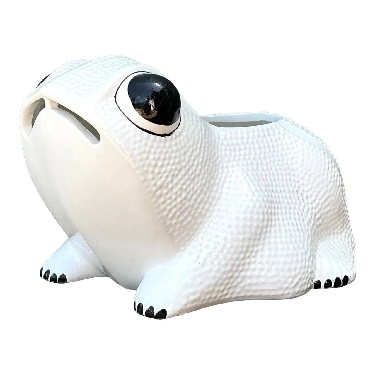 Vintage Mottahedeh Glazed Ceramic Hobnail Frog
