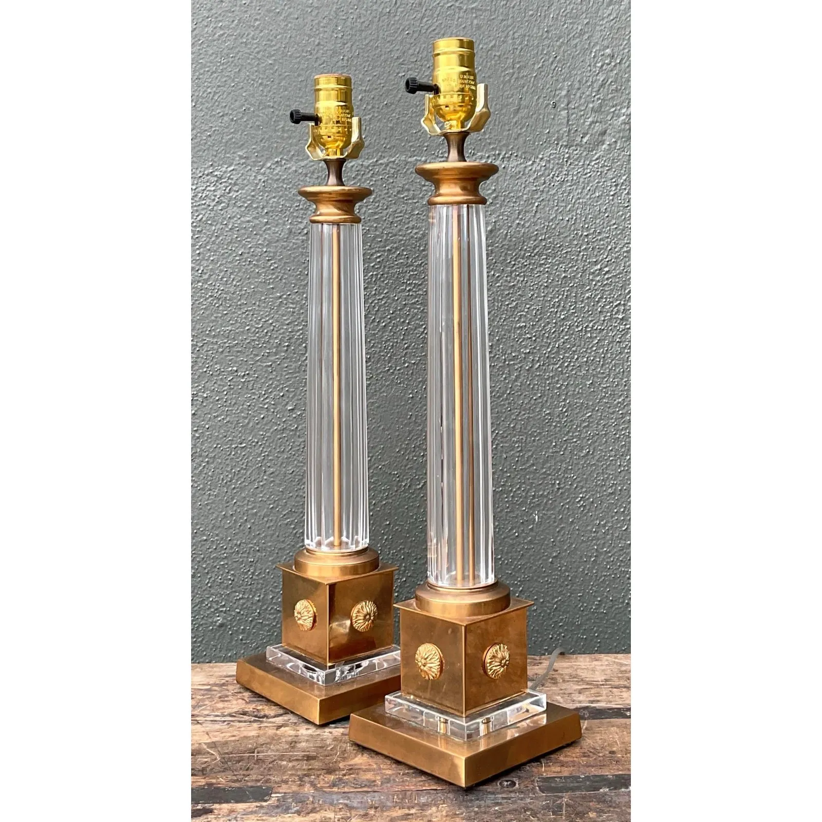 Vintage Neoclassical Glass Lamps - A Pair — additional photo 4