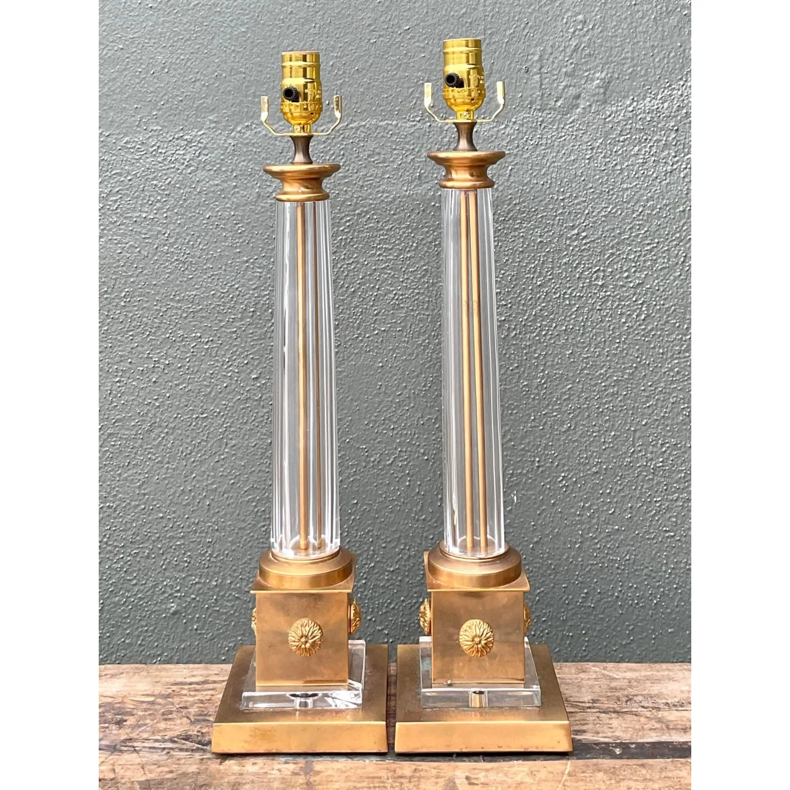 Vintage Neoclassical Glass Lamps - A Pair — additional photo 2
