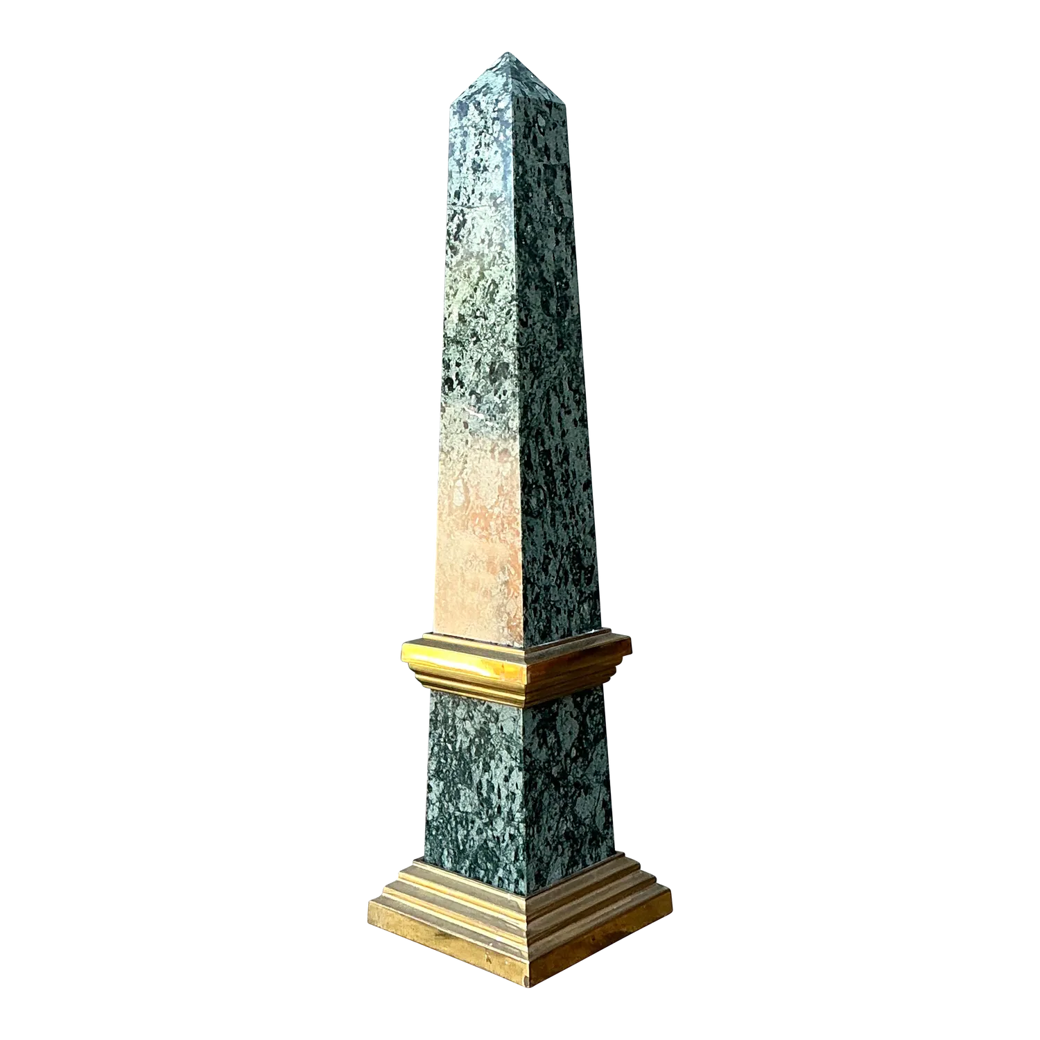 Vintage Neoclassical Green Marble Obelisk