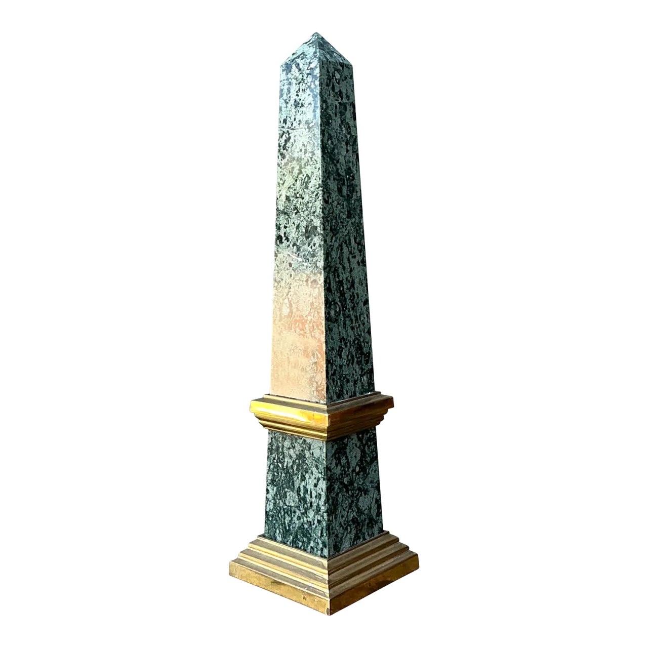 Vintage Neoclassical Green Marble Obelisk