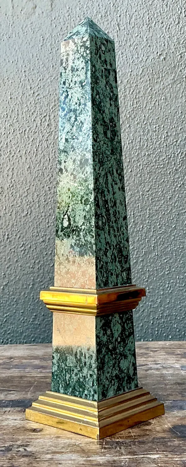 Vintage Neoclassical Green Marble Obelisk — additional photo 1