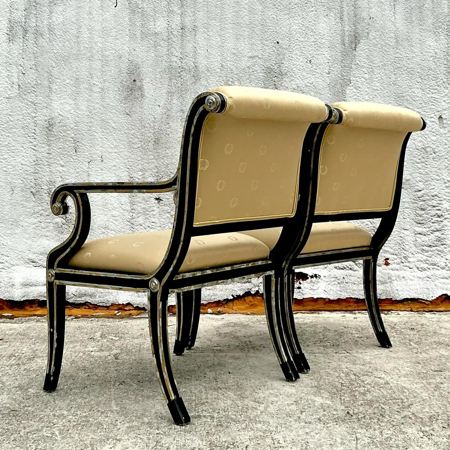 Vintage Neoclassical Sillver Gilt Tipped Lounge Chairs - a Pair — additional photo 3