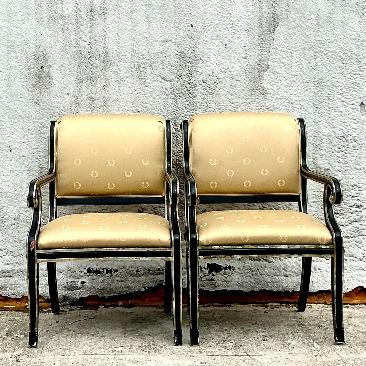Vintage Neoclassical Sillver Gilt Tipped Lounge Chairs - a Pair — additional photo 4