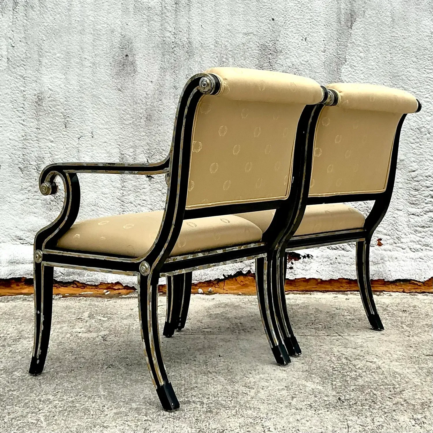 Vintage Neoclassical Sillver Gilt Tipped Lounge Chairs - a Pair — additional photo 5