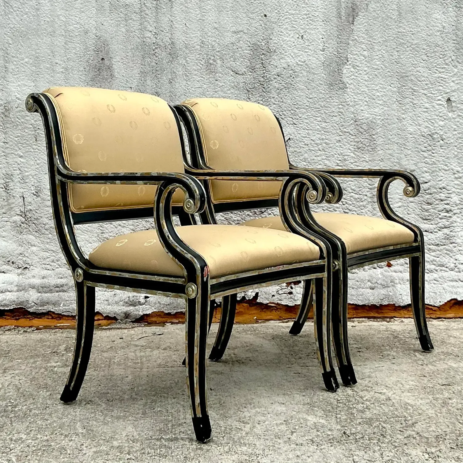 Vintage Neoclassical Sillver Gilt Tipped Lounge Chairs - a Pair — additional photo 6