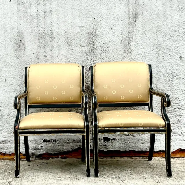 Vintage Neoclassical Sillver Gilt Tipped Lounge Chairs - a Pair — additional photo 8