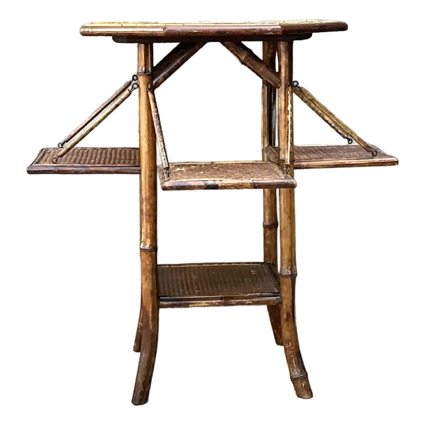 Vintage Octagon Bamboo Side Table