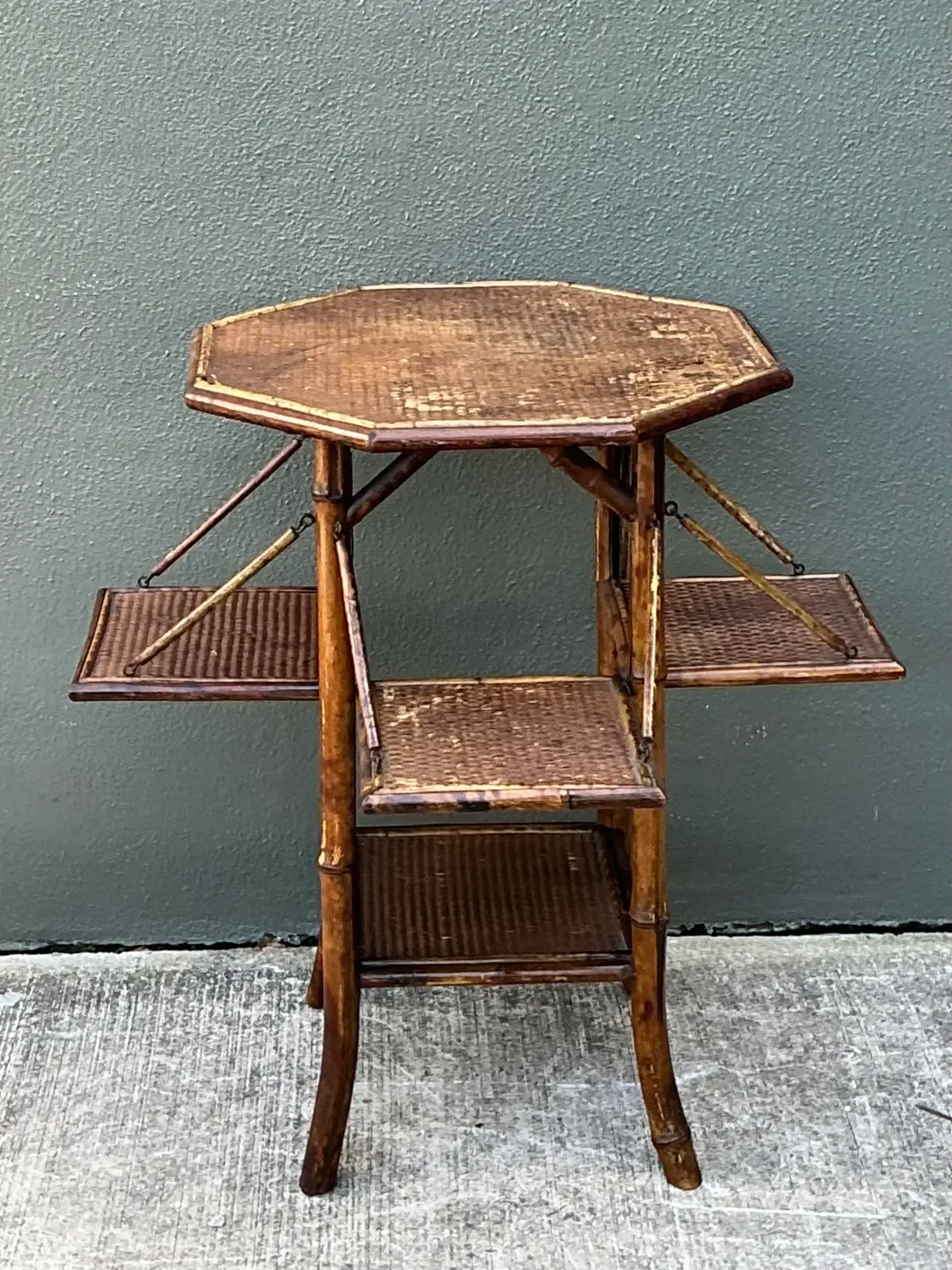 Vintage Octagon Bamboo Side Table — additional photo 2