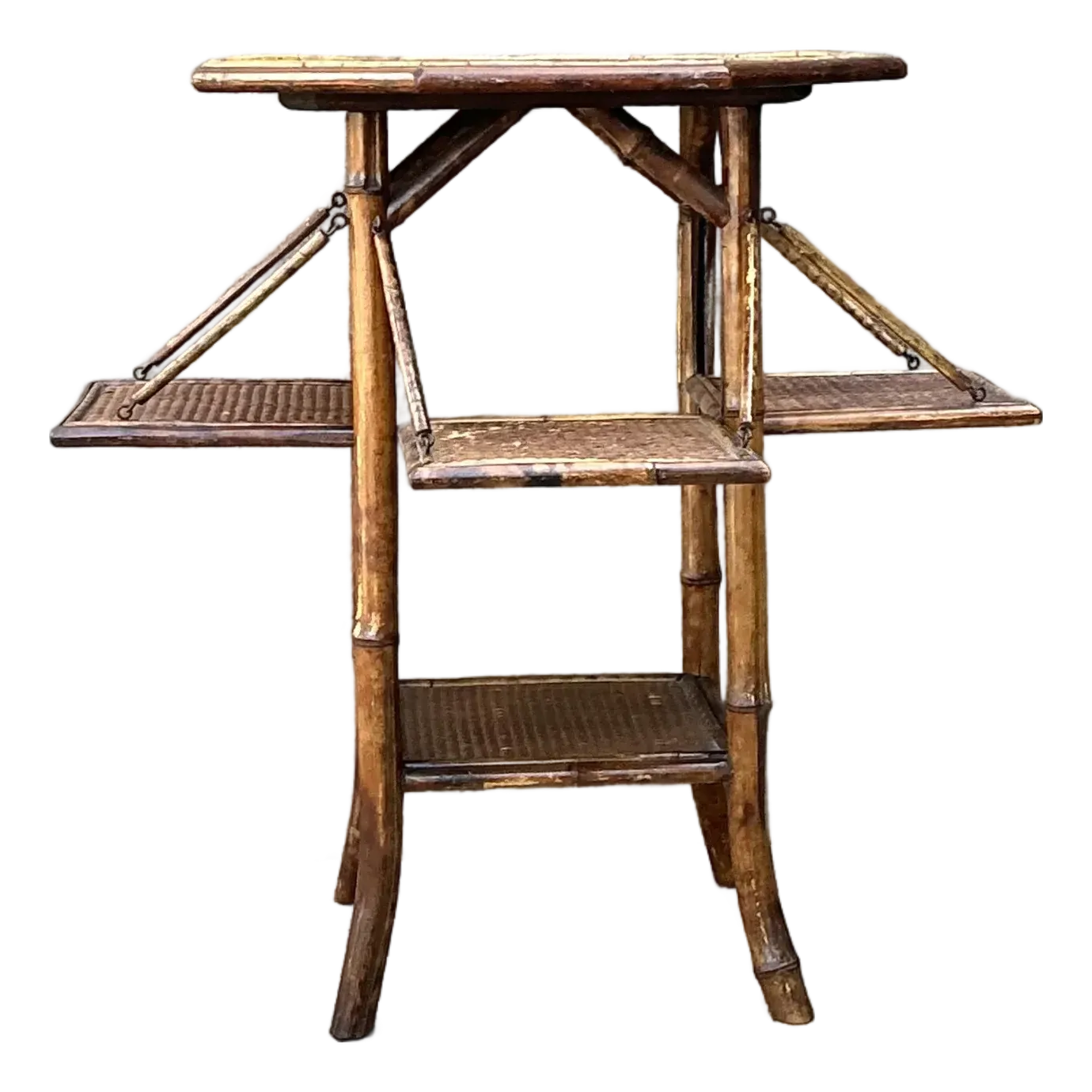 Vintage Octagon Bamboo Side Table — additional photo 3