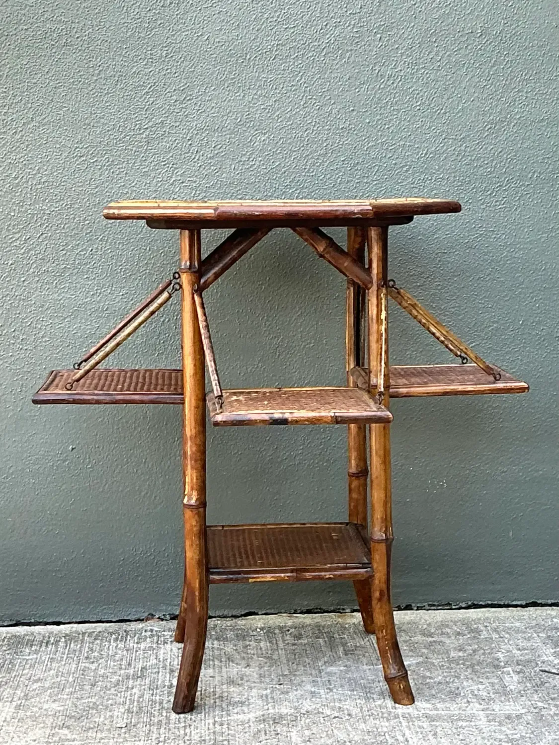 Vintage Octagon Bamboo Side Table — additional photo 4