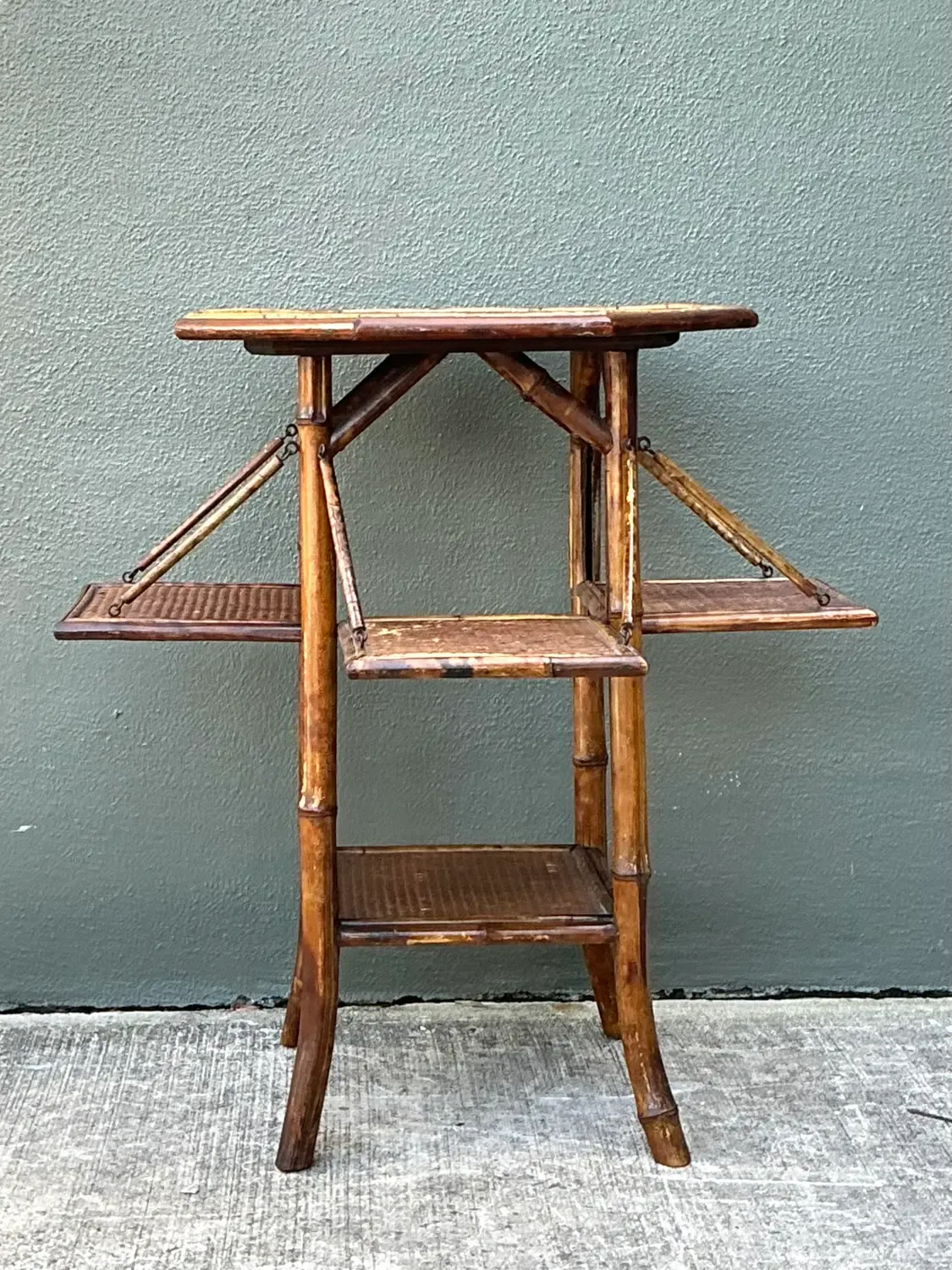 Vintage Octagon Bamboo Side Table — additional photo 5