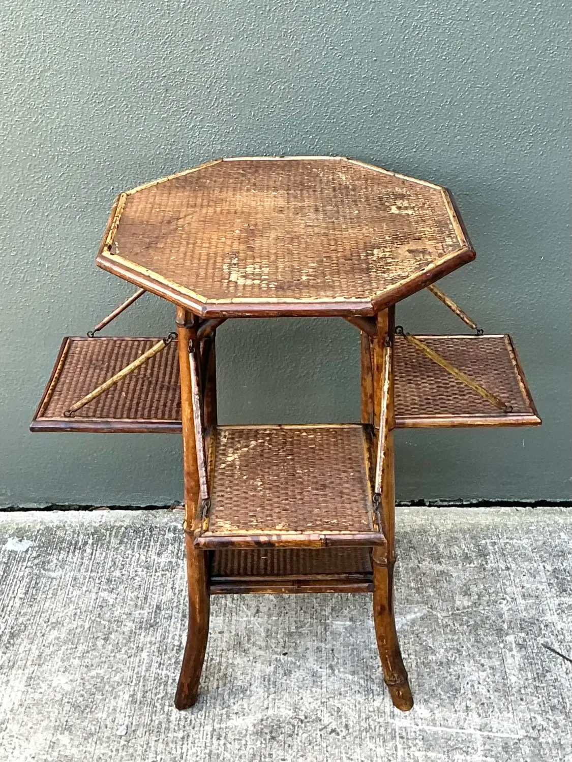 Vintage Octagon Bamboo Side Table — additional photo 6