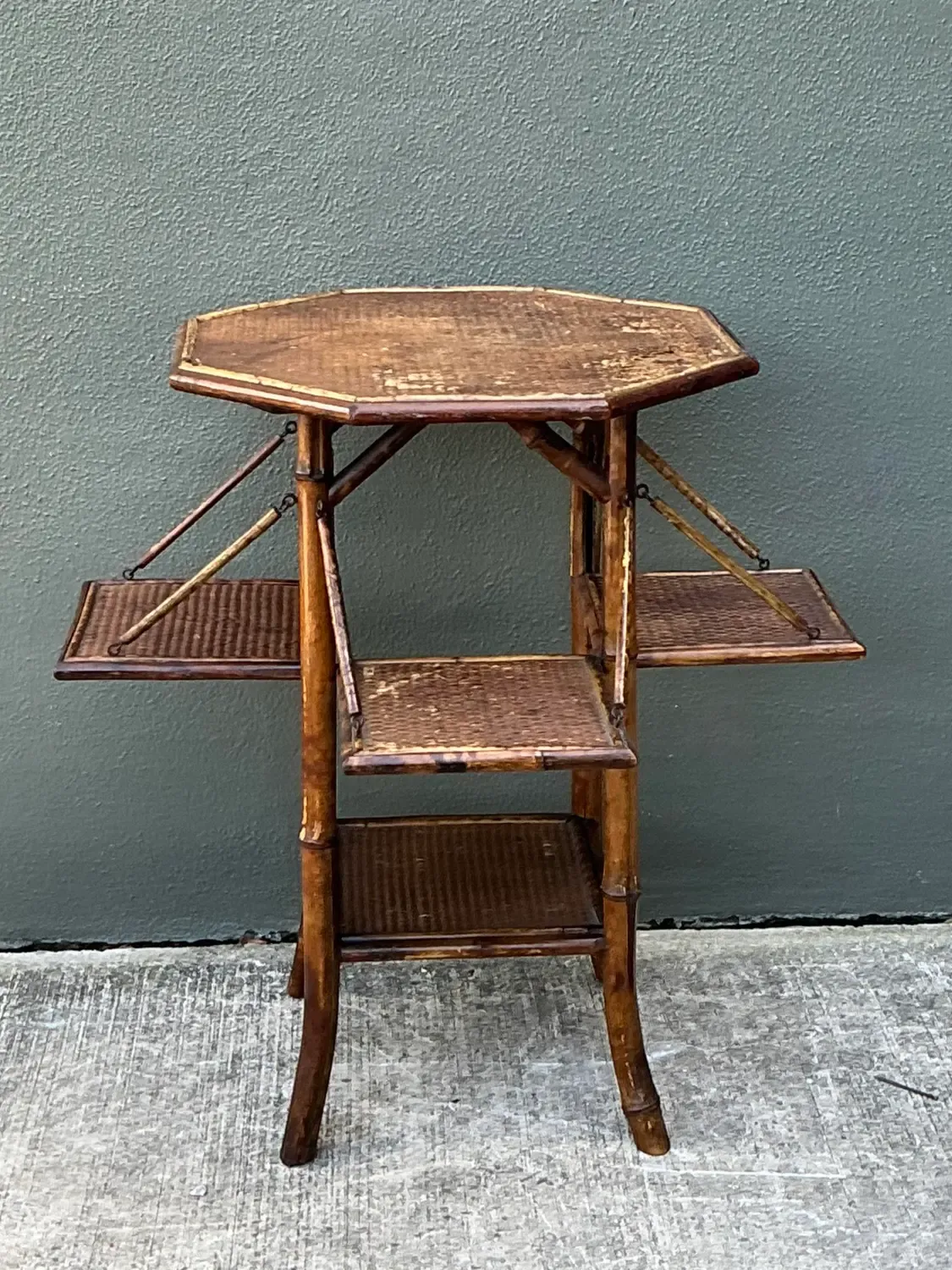 Vintage Octagon Bamboo Side Table — additional photo 8