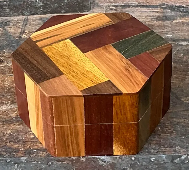 Vintage Octagon Marquetry Hexagon Box — additional photo 1
