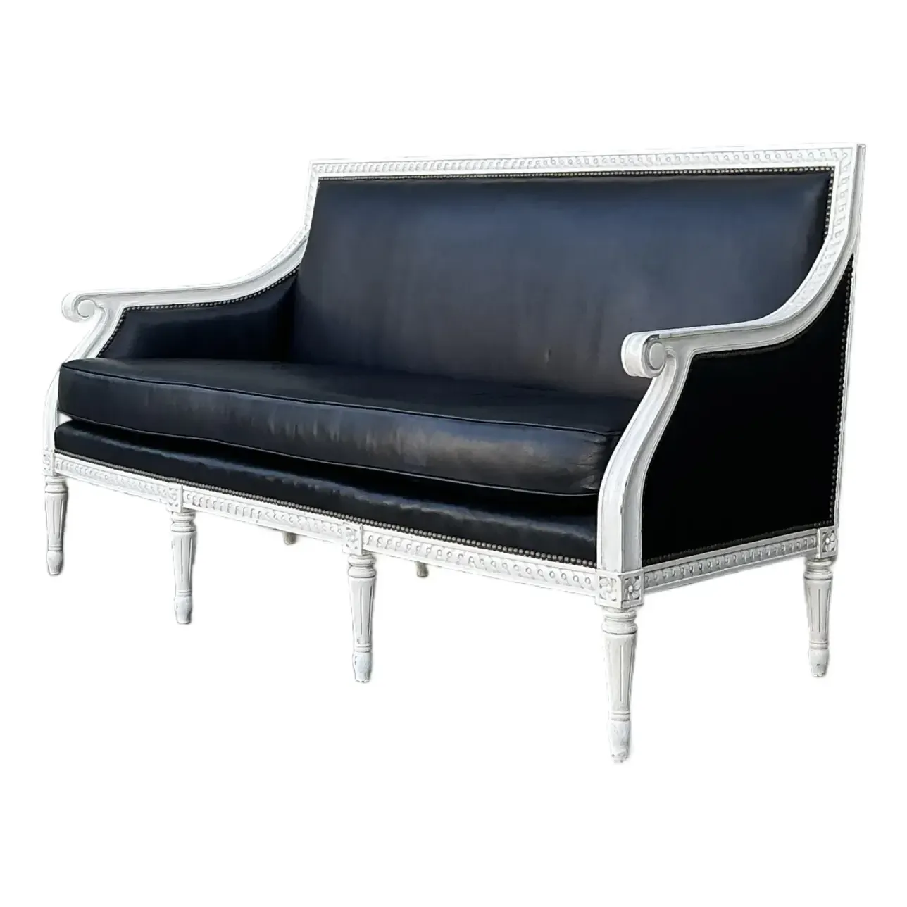 Vintage Oly “Hanna” Leather Louis XVI Style Sofa — additional photo 1