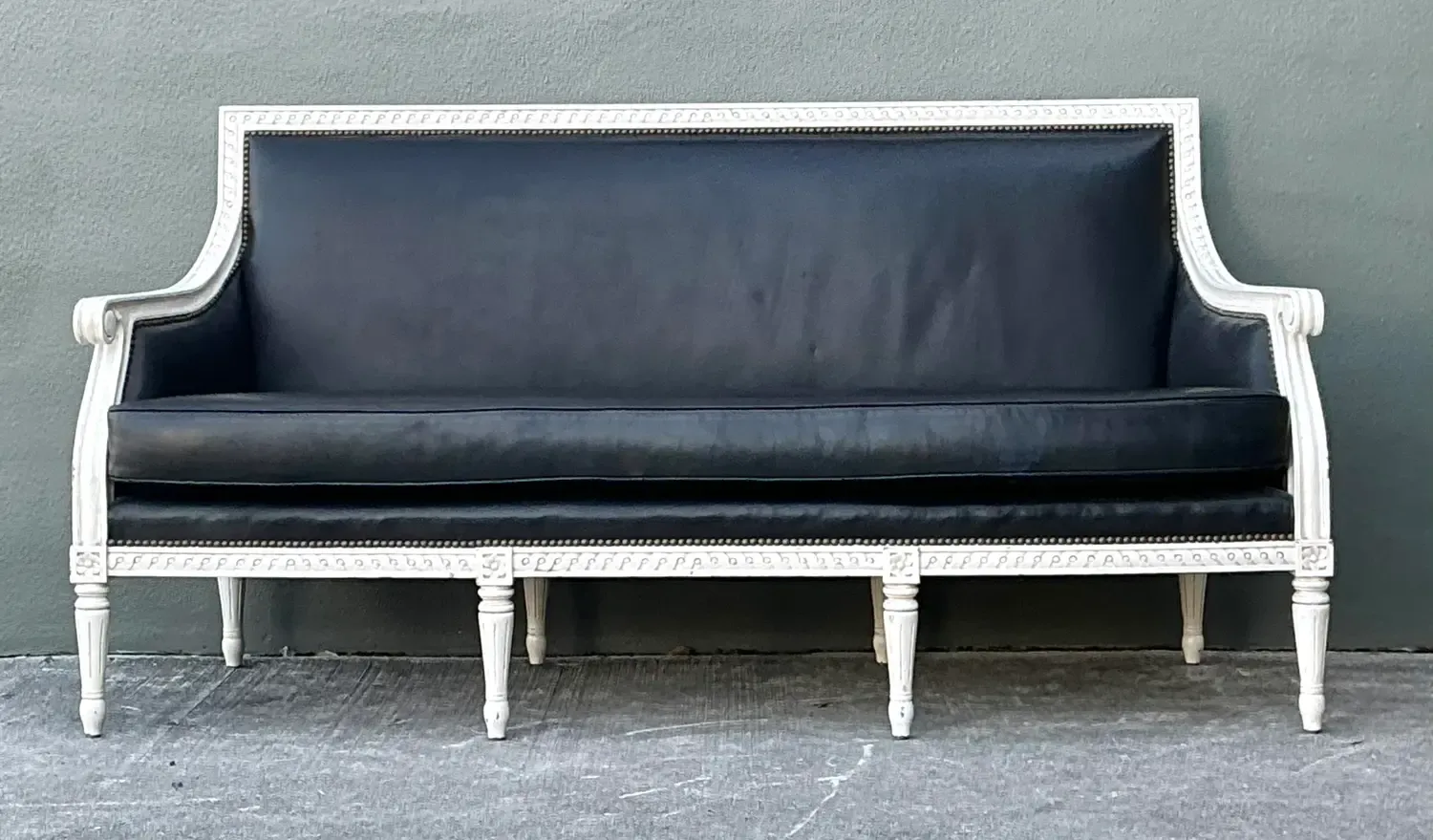 Vintage Oly “Hanna” Leather Louis XVI Style Sofa — additional photo 4
