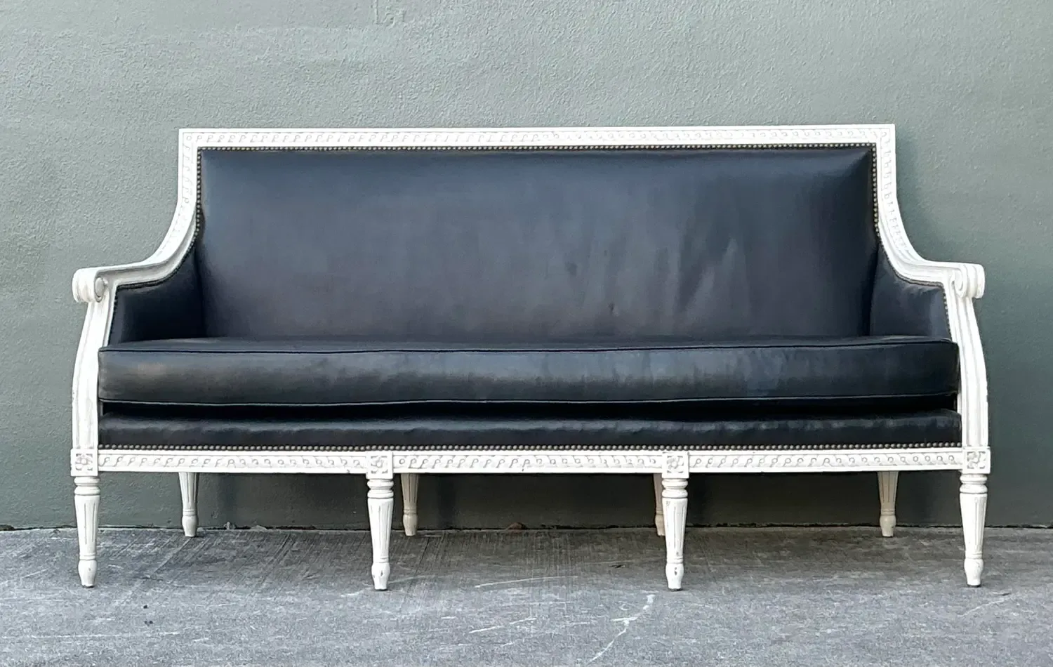 Vintage Oly “Hanna” Leather Louis XVI Style Sofa — additional photo 5