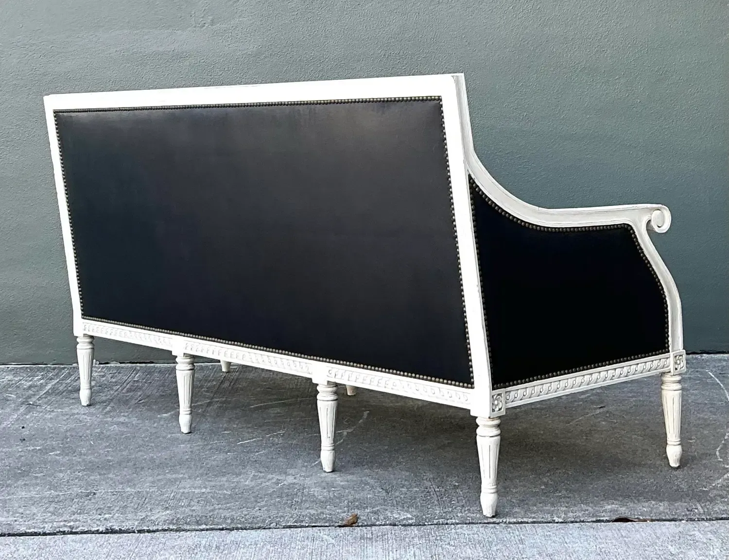 Vintage Oly “Hanna” Leather Louis XVI Style Sofa — additional photo 8