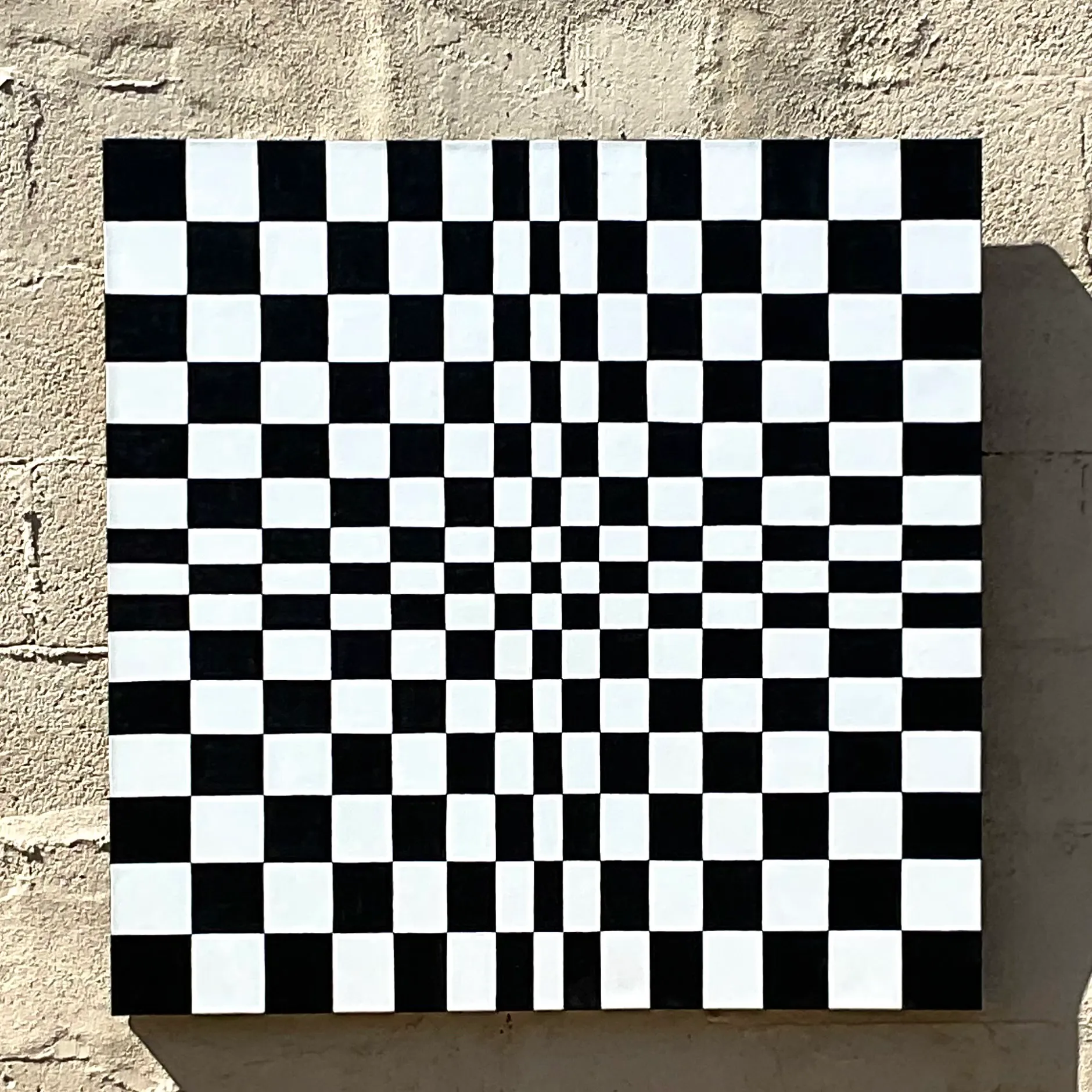 Vintage Optical Artwork in Black & White Geometric Checkerboard Pattern — additional photo 3