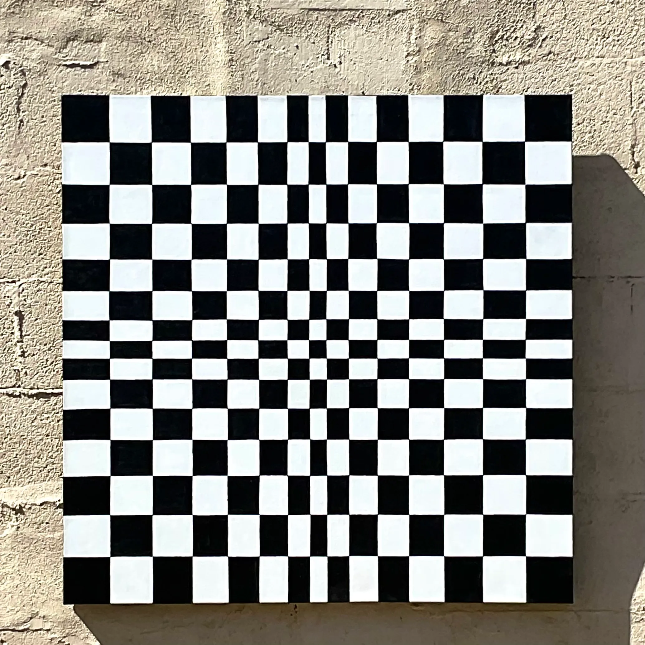 Vintage Optical Artwork in Black & White Geometric Checkerboard Pattern — additional photo 4