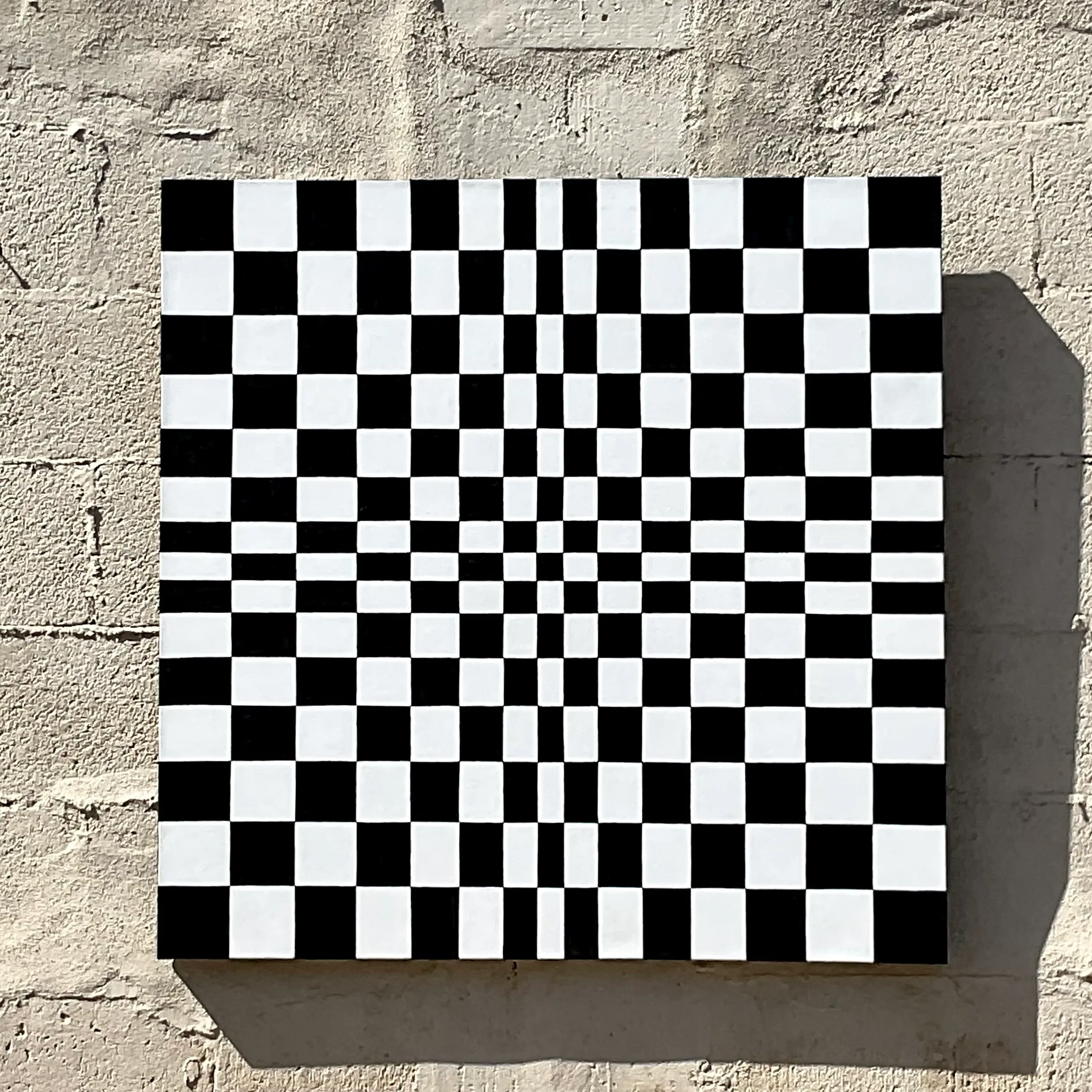 Vintage Optical Artwork in Black & White Geometric Checkerboard Pattern — additional photo 5