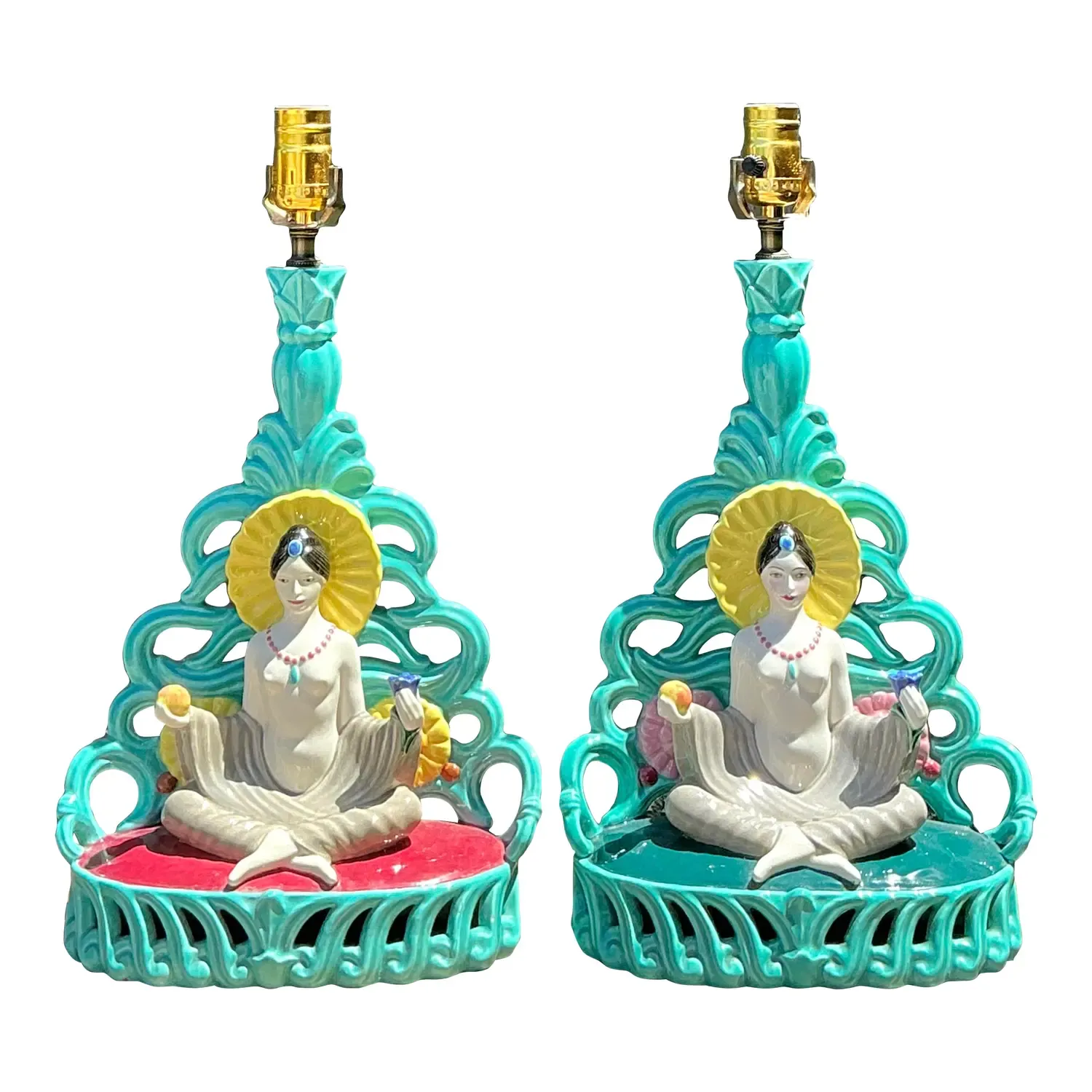 Vintage Orientalist Seated Figure Lamps - A Pair — additional photo 1