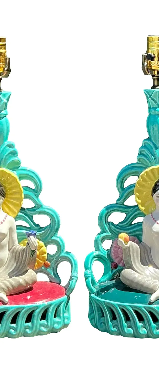 Vintage Orientalist Seated Figure Lamps - A Pair