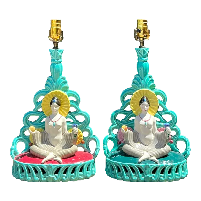 Vintage Orientalist Seated Figure Lamps - A Pair — additional photo 7