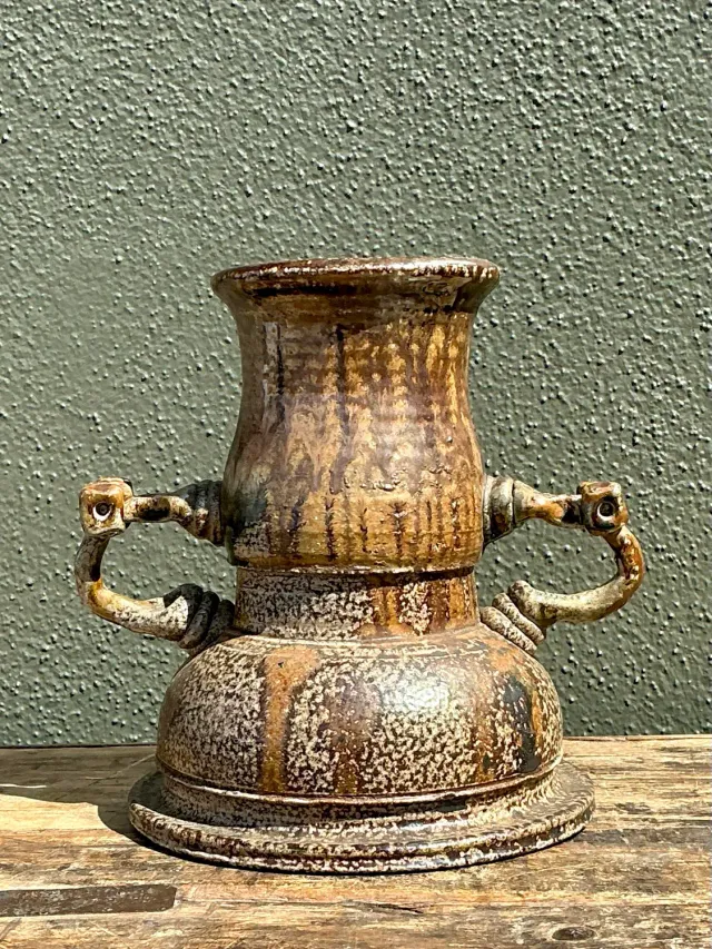 Vintage Original 2 Handle Studio Pottery Vase — additional photo 2