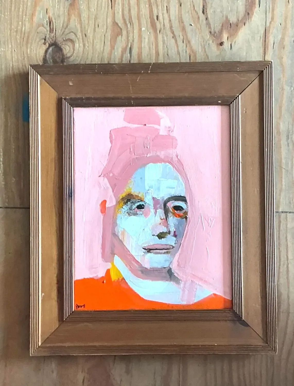 Vintage Original Abstract Figurative Oil Portrait on Canvas — additional photo 4