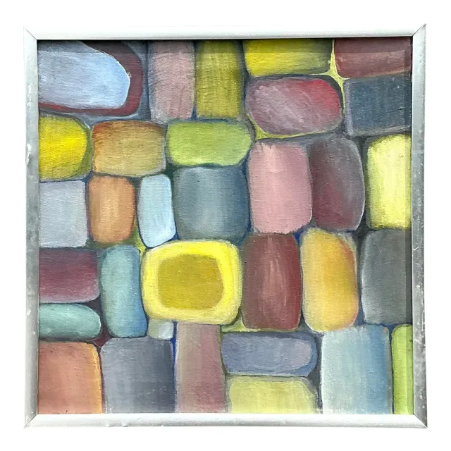Vintage Original Abstract Oil on Board - Metal, 17W x 17H — additional photo 1