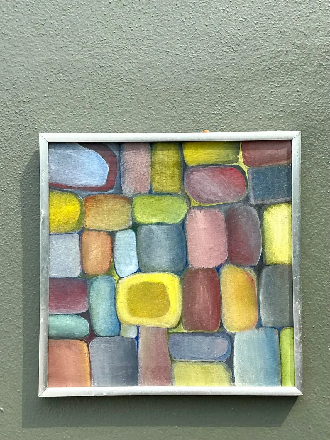 Vintage Original Abstract Oil on Board - Metal, 17W x 17H — additional photo 3