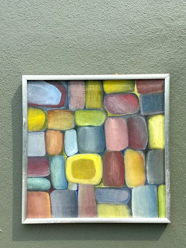 Vintage Original Abstract Oil on Board - Metal, 17W x 17H — additional photo 3